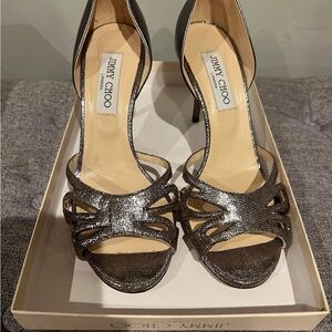 Jimmy Choo Metallic Black Strappy Heels